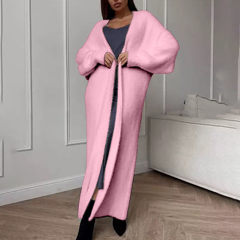 Women's Furry Long Cardigan - Slouchy Open Front Duster Coat, Fuzzy Cozy Layer