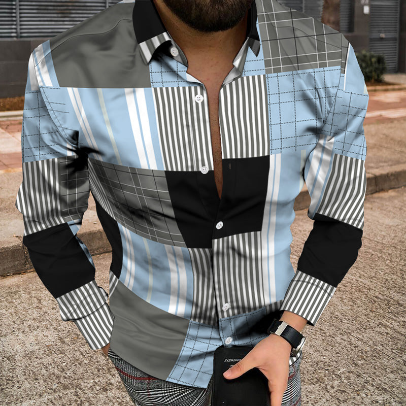 Men Long Sleeve Jacket With 3D Patchwork Print