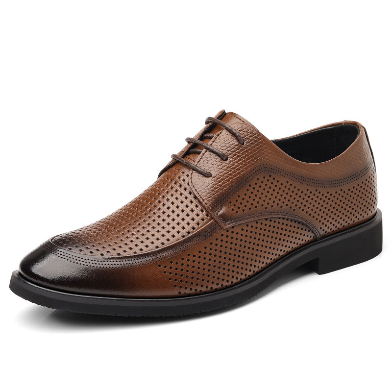 Leather Dress Shoes For Commuting With A Non-slip Round Toe