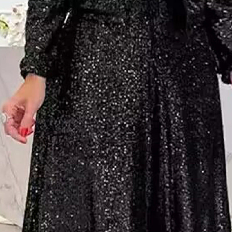 Women's Sequin Palazzo Pants Glitter Casual Loose Wide Leg Long Trouser