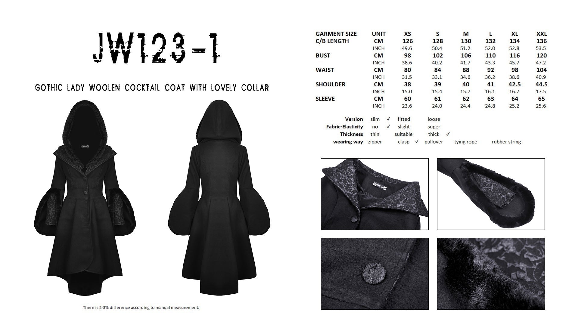 Simple And Versatile Stand Collar Coat Wool Coat