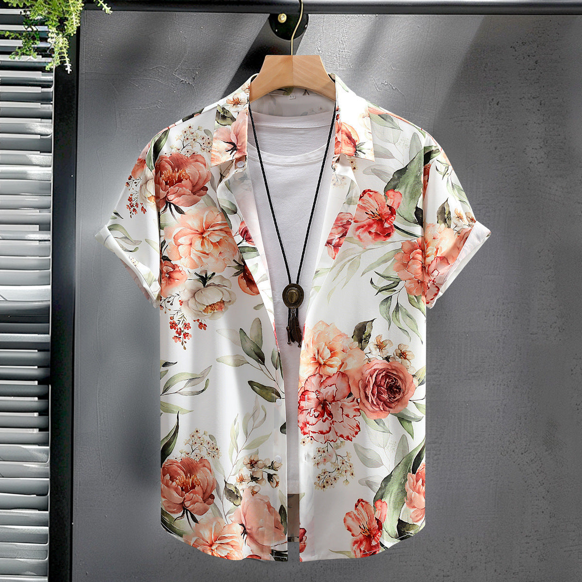 Mens Digital-Print Short-Sleeve Shirt