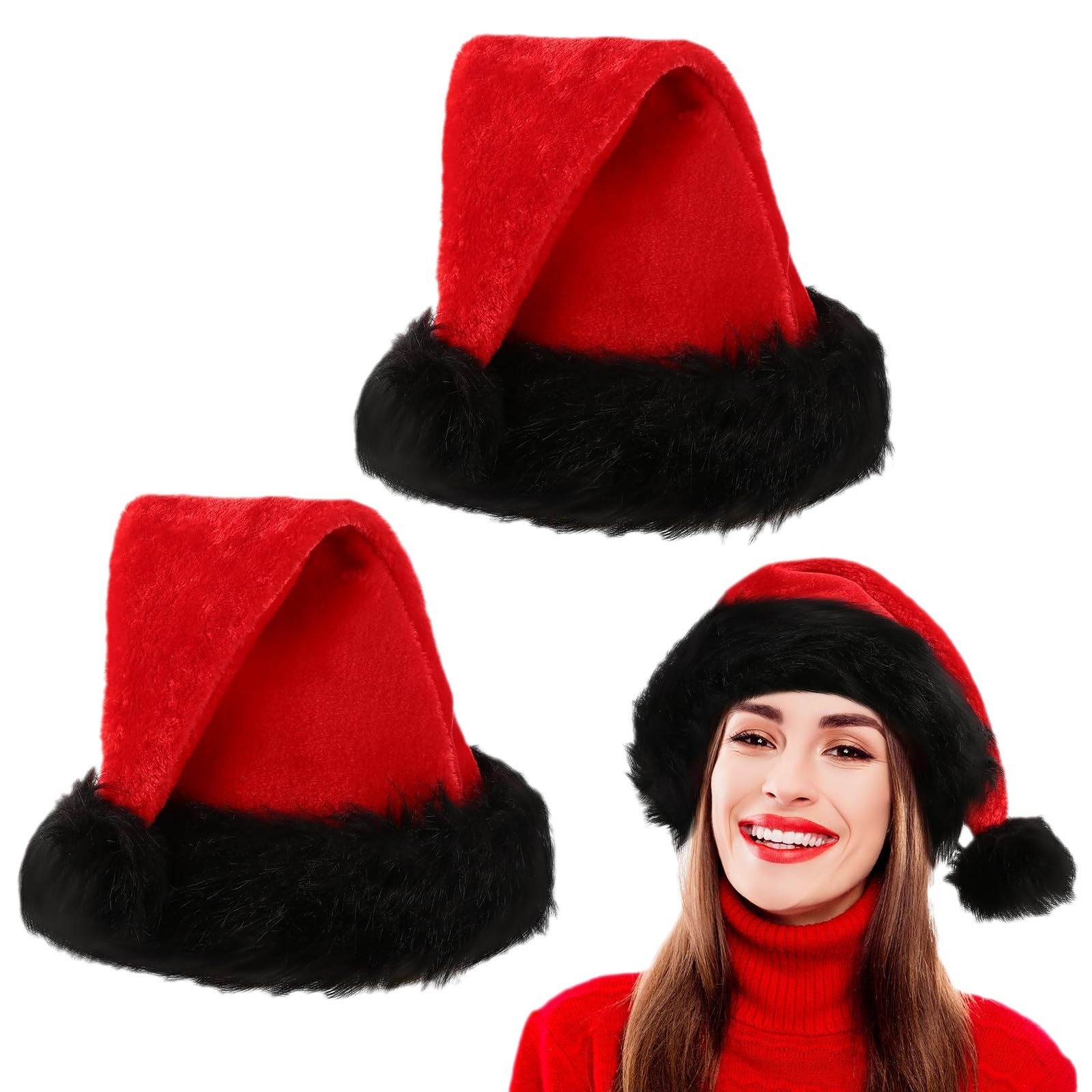 Red Christmas Hat Plush Festival Dress Up Props Ornament