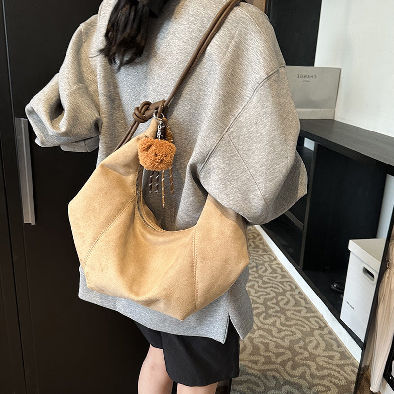 Retro Suede Fleece Large-Capacity Minimalist Underarm Crossbody Bag