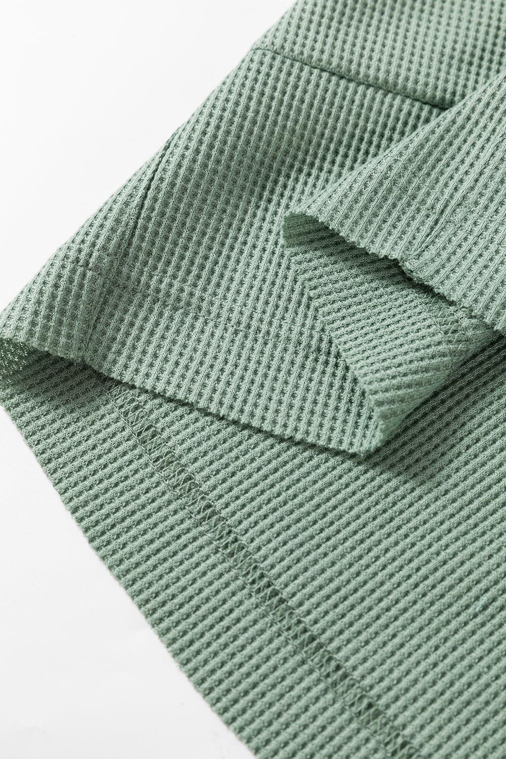 Pink Waffle Long Sleeve Collared Half Button Relaxed Fit Top