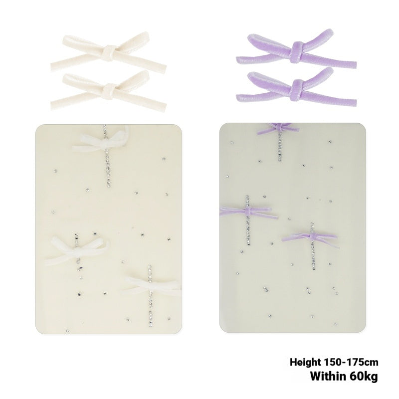 Velvet Bow Rhinestone White Stockings