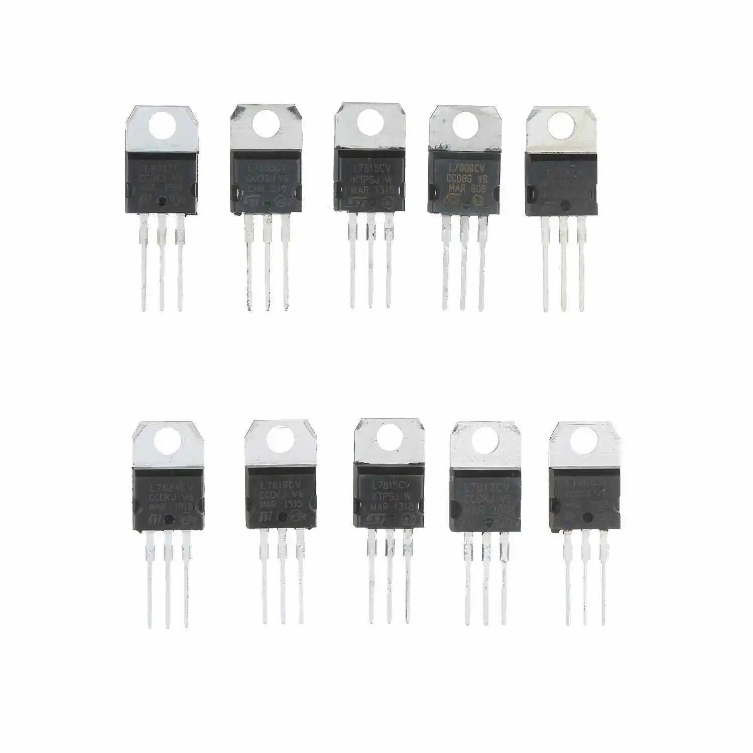 LM317T L7805 L7806 L7808 L7809 L7810 L7812 L7815 L7818 L7824 Transistor Assortment Kit 10value*5pcs 50PCS Voltage Regulator Box