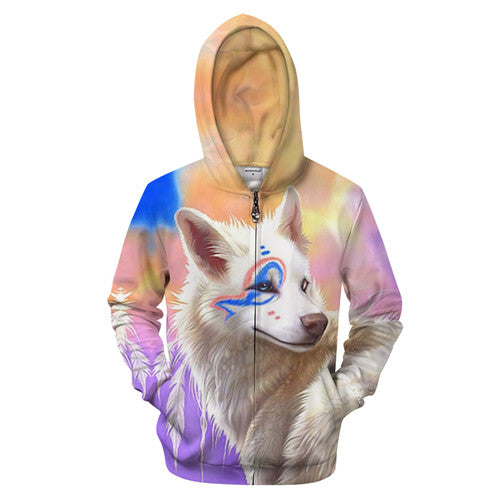 Digital Printing Long Sleeve Hooded Sweater Pullover Loose Couple Wear