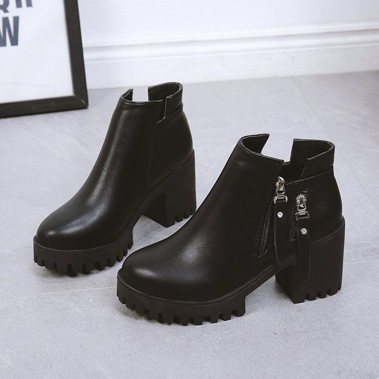 Women's Side-zip High-heeled Dr Martens Boots