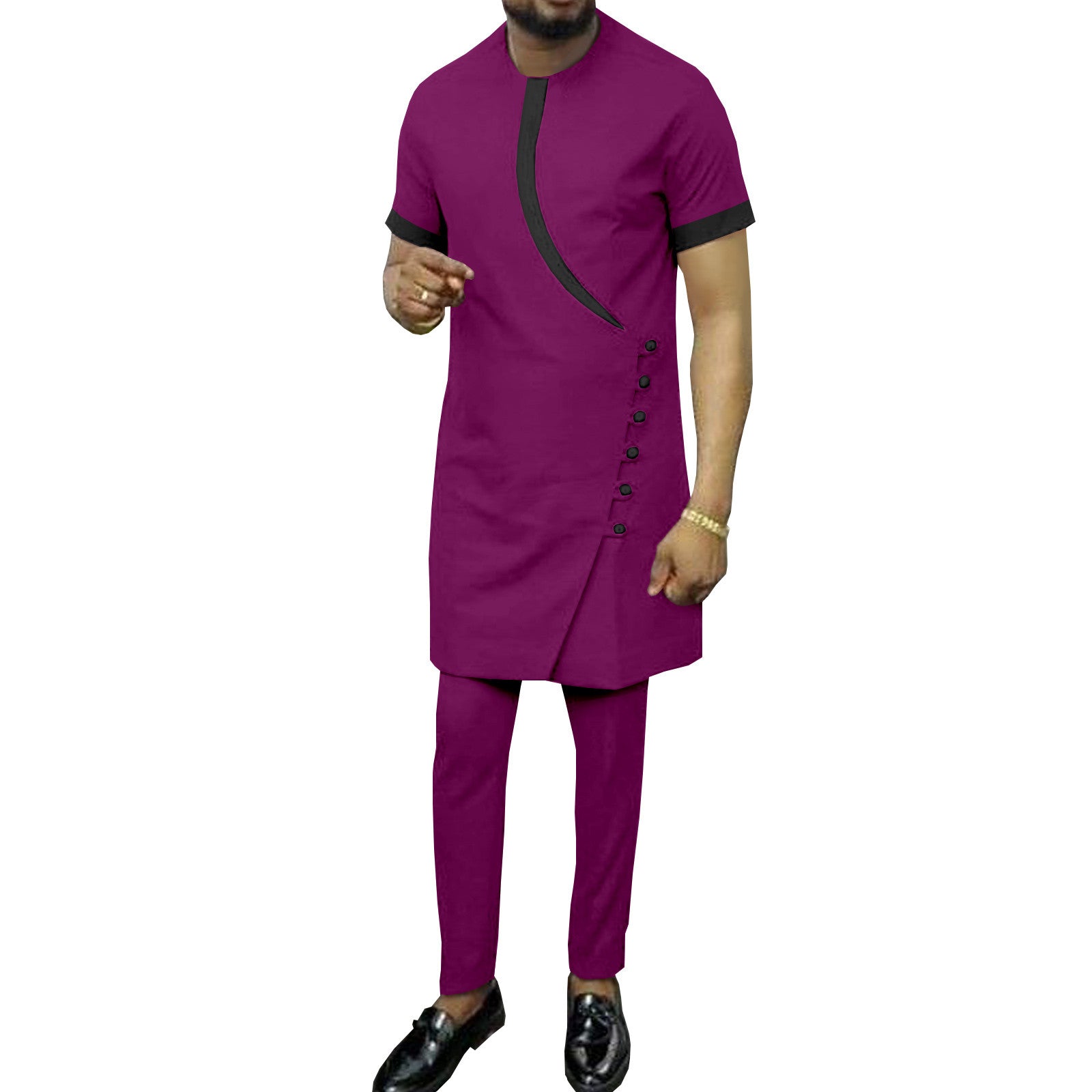 African Ethnic Printing Batik Cotton Men's Casual Set