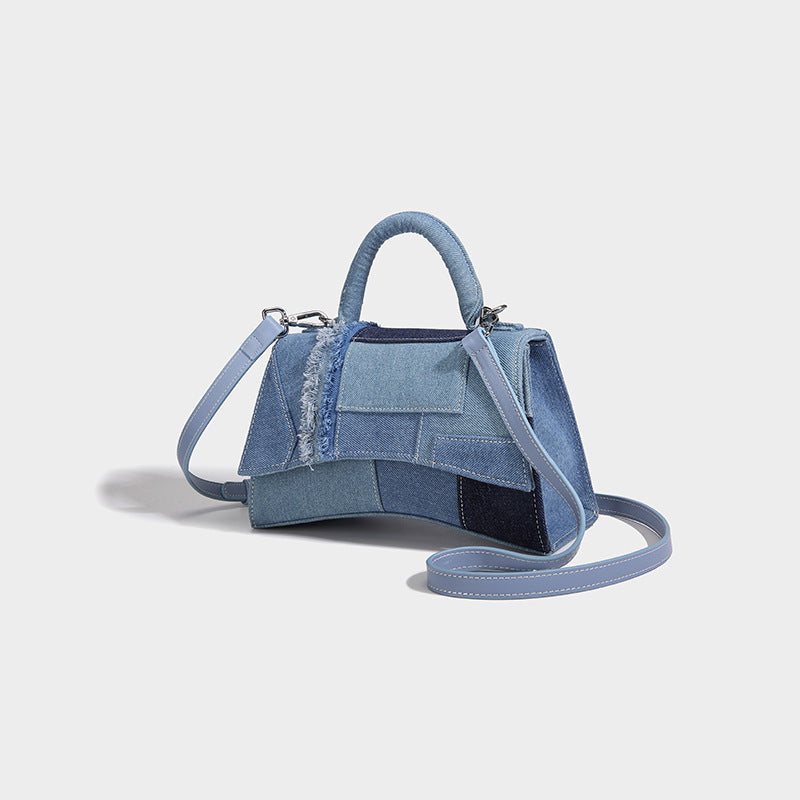 Patchwork Denim Saddle Bag For Women