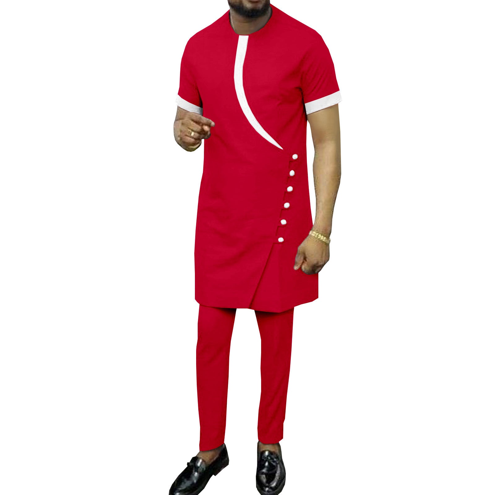 African Ethnic Printing Batik Cotton Men's Casual Set