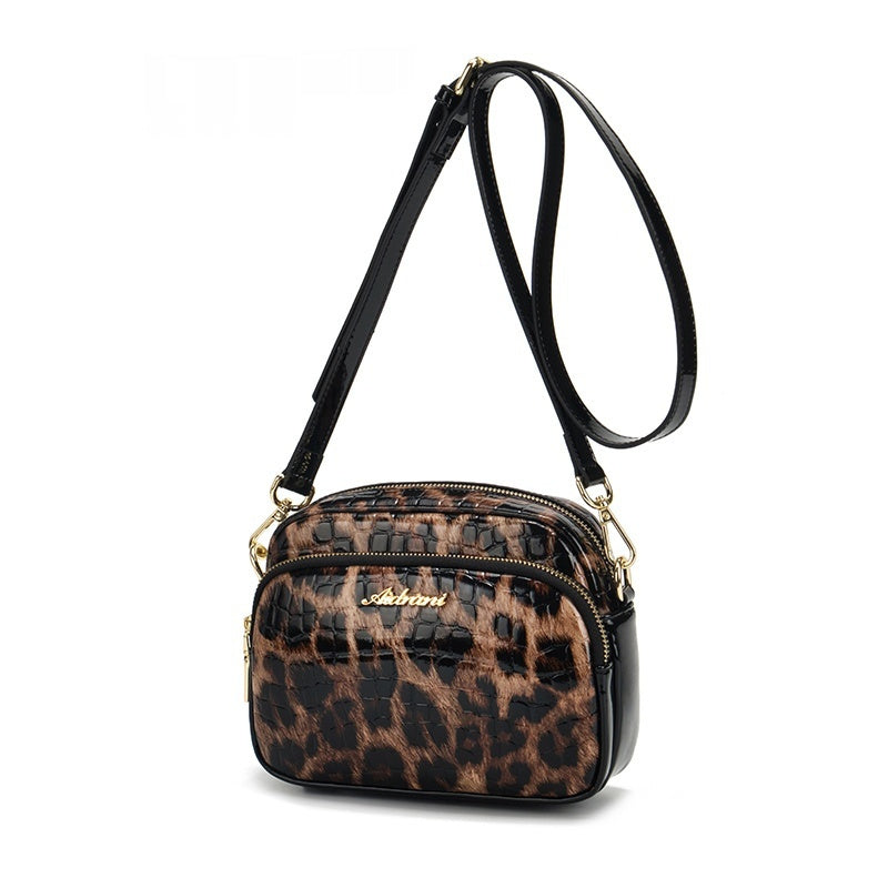Leopard-print Trendy And Versatile Crossbody Shoulder Casual Lightweight Mobile Phone Bag