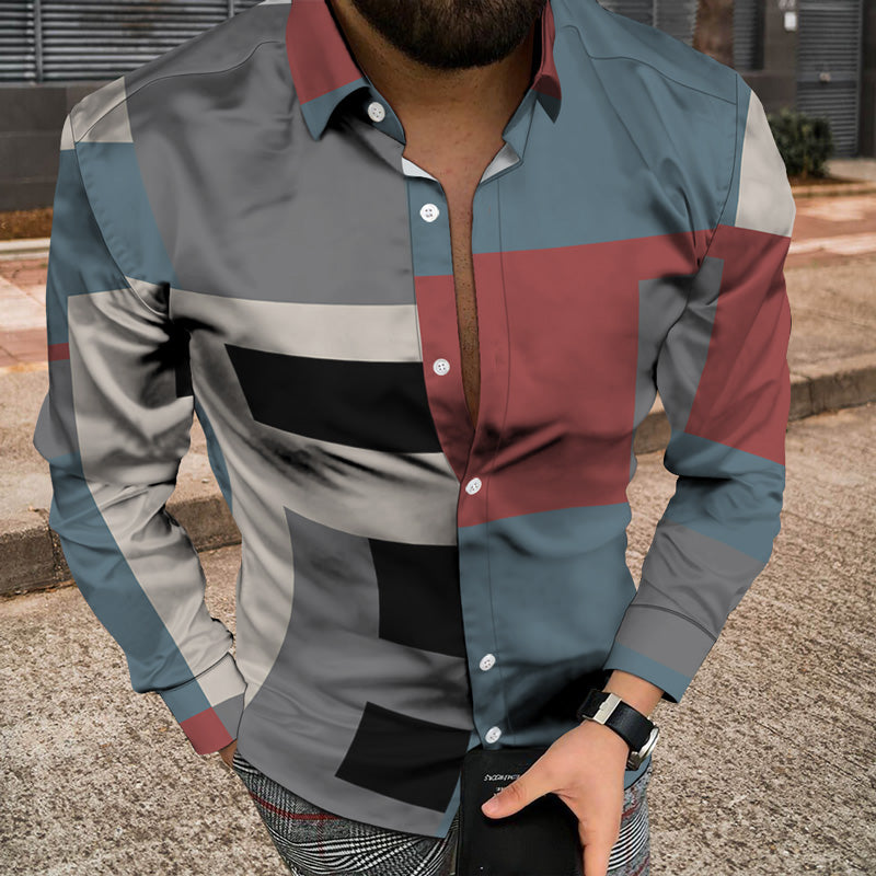 Men Long Sleeve Jacket With 3D Patchwork Print