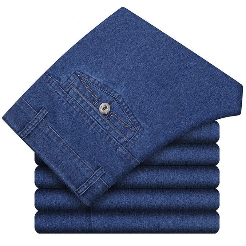 Men's High-waisted Deep-gear Jeans With Velvet Thickening To Keep Warm Autumn And Winter Stretch