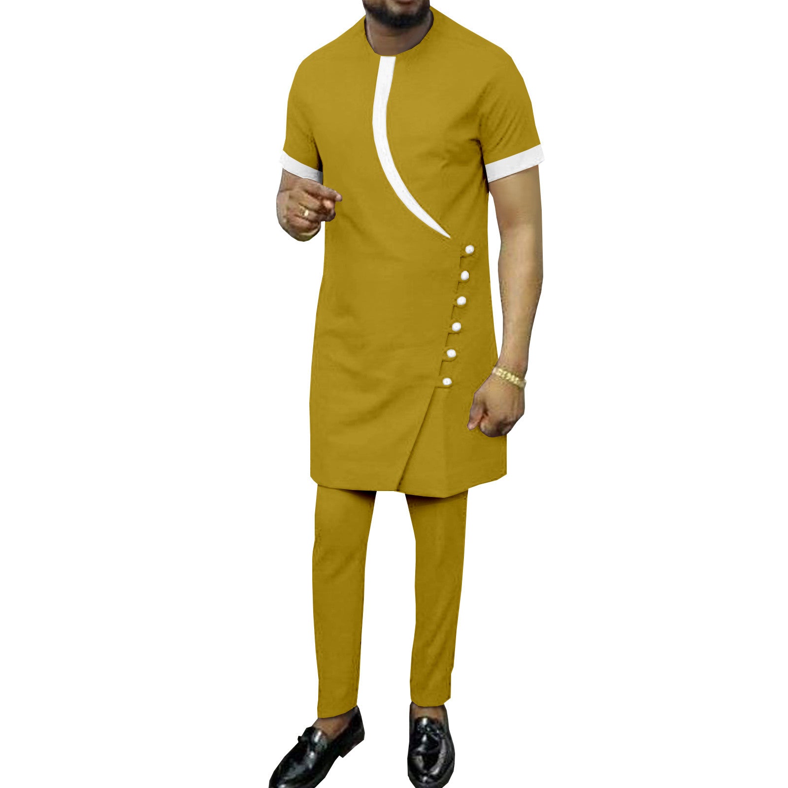 African Ethnic Printing Batik Cotton Men's Casual Set