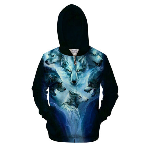 Digital Printing Long Sleeve Hooded Sweater Pullover Loose Couple Wear