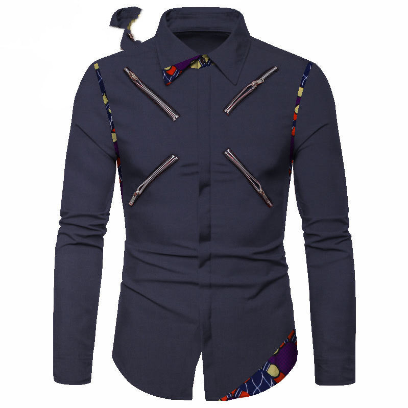 Four Seasons Polyester Cotton Youth Solid Color Lapel White Casual Shirt