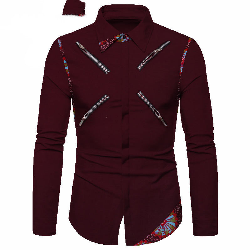 Four Seasons Polyester Cotton Youth Solid Color Lapel White Casual Shirt