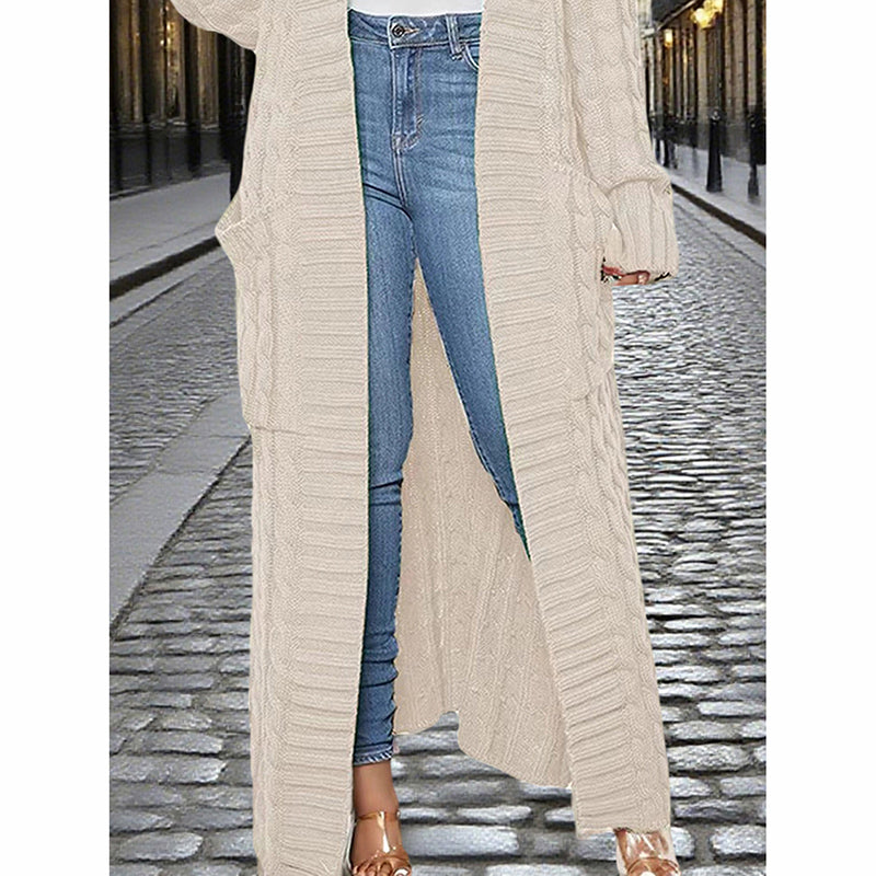 Women's Long Cardigan With Pockets - Spring Fall Open Front Duster Coat Sweater
