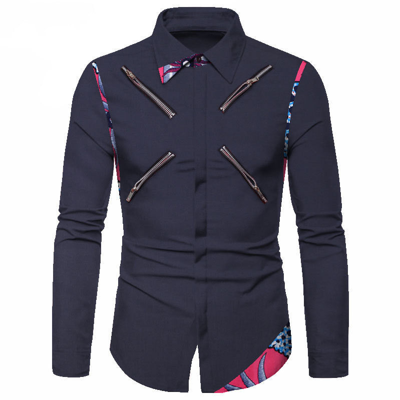 Four Seasons Polyester Cotton Youth Solid Color Lapel White Casual Shirt