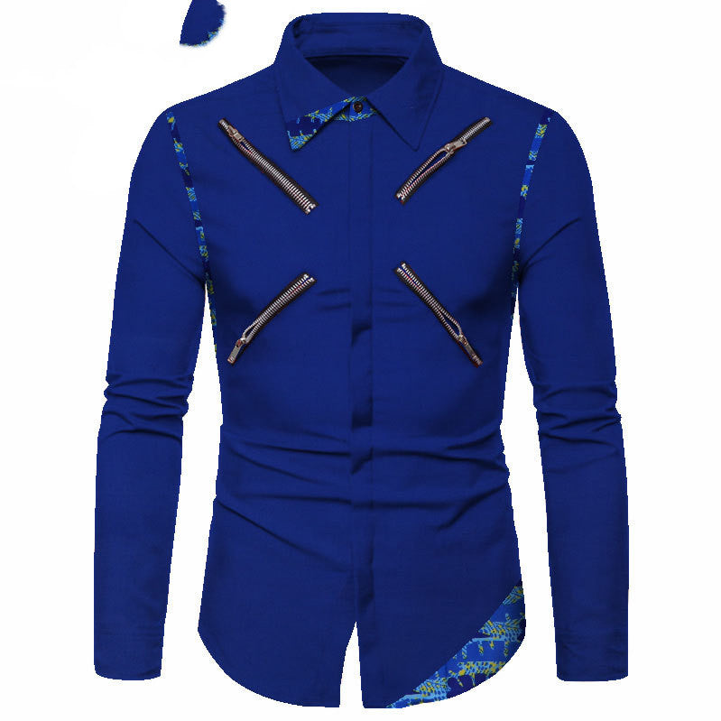 Four Seasons Polyester Cotton Youth Solid Color Lapel White Casual Shirt