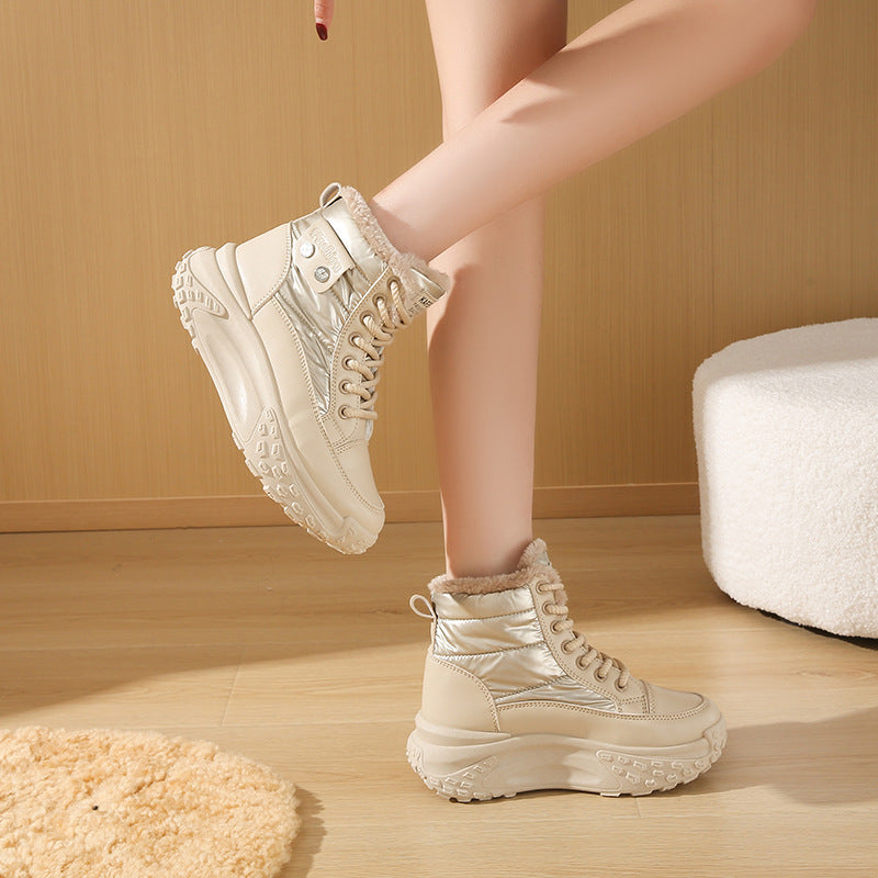 Fleece-lined High-top Windproof Boots Students
