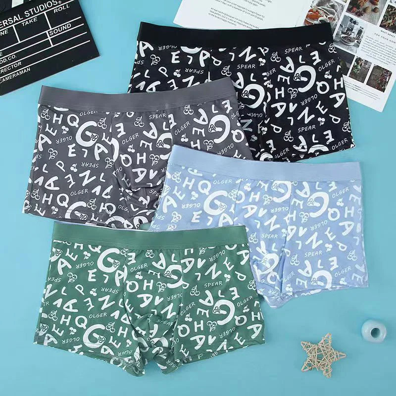 4pcs Boxer Shorts Men's Ice Silk Underwear Male Underpants Breathable Sexy Thin Panties U Convex Lingerie Wholesale Lots L-6XL