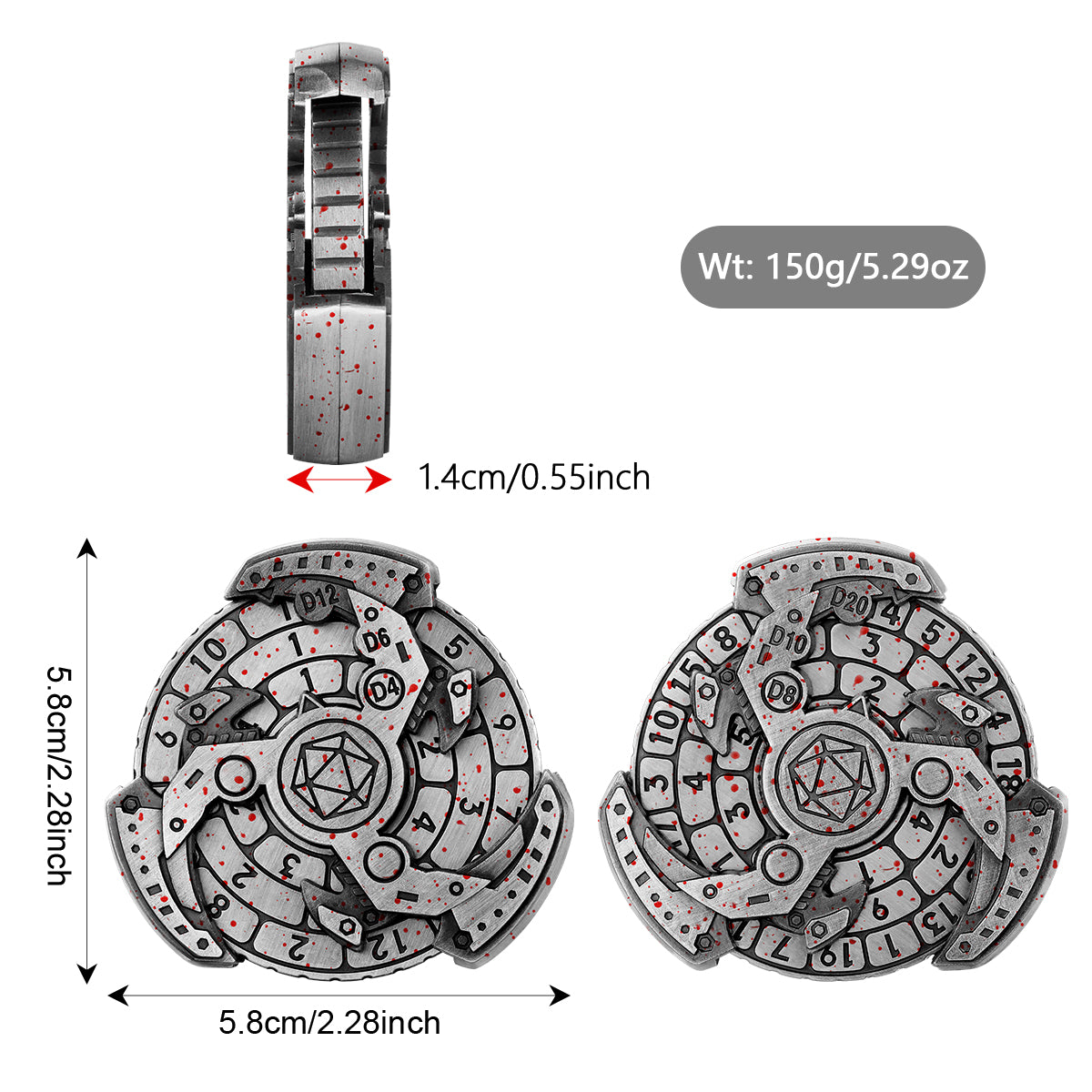 Wind And Fire Wheel DND Dice Wheel Gift Box Set, Fingertip Gyro Retro Compass Table Role Playing Game Dice, Parent Child Game, Toy Accessories Gift, Multiplayer Role Playing Board Game Accessories