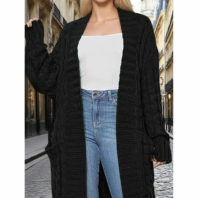 Women's Long Cardigan With Pockets - Spring Fall Open Front Duster Coat Sweater
