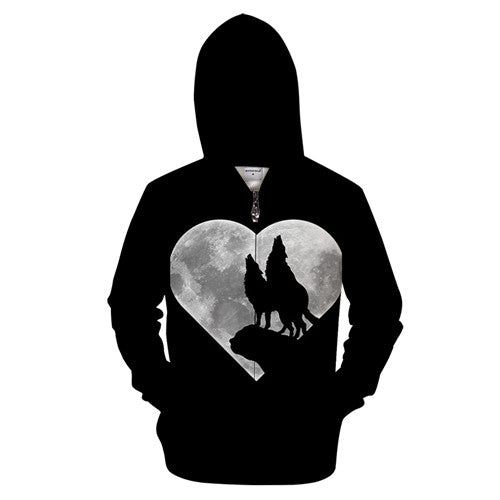Digital Printing Long Sleeve Hooded Sweater Pullover Loose Couple Wear