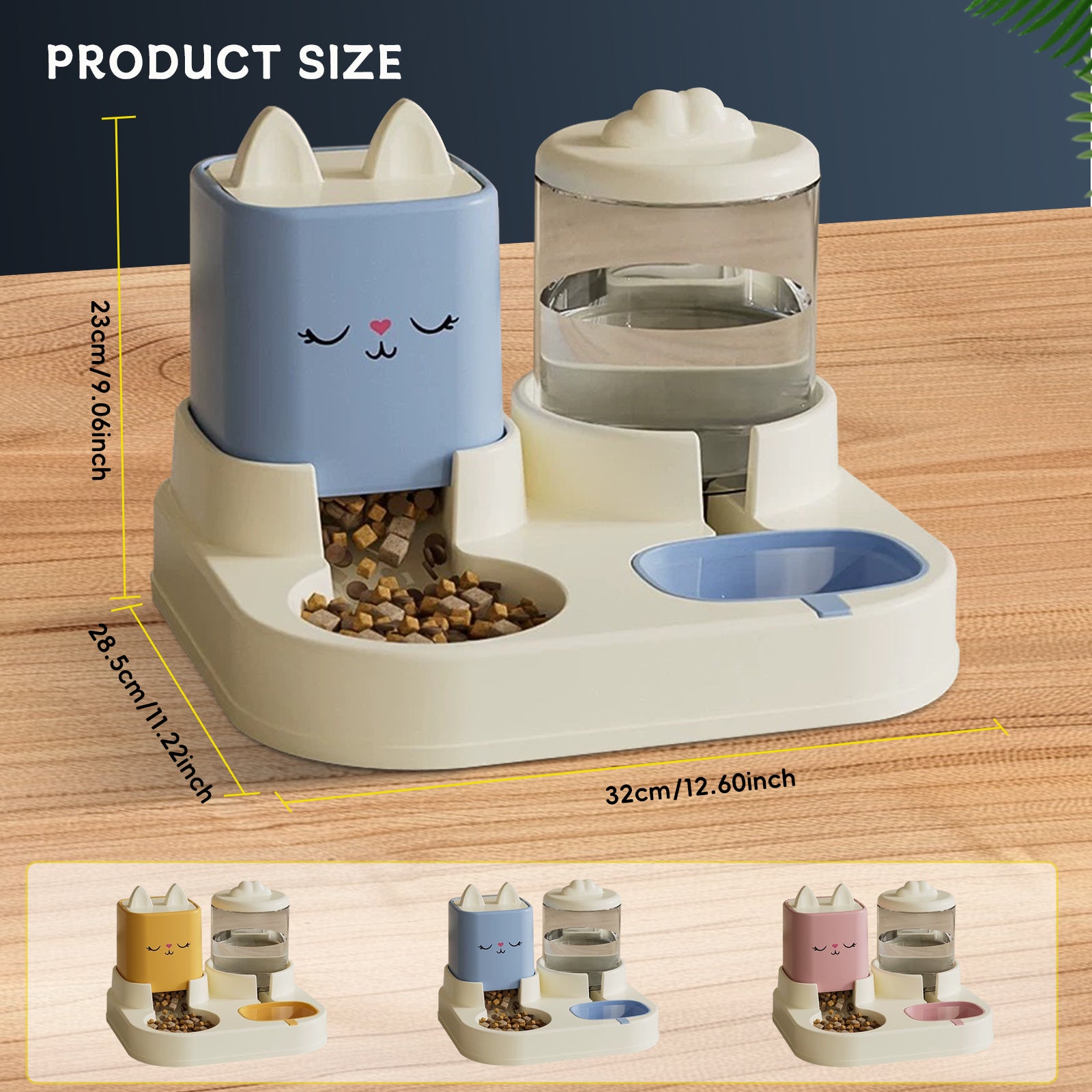 Super Cute Appearance Pet Feeding And Drinking Device, Cleverly Designed With Dry And Wet Separation, Automatic Water Addition, Universal For Cats And Dogs, Easily Solves Feeding Problems, And Makes P