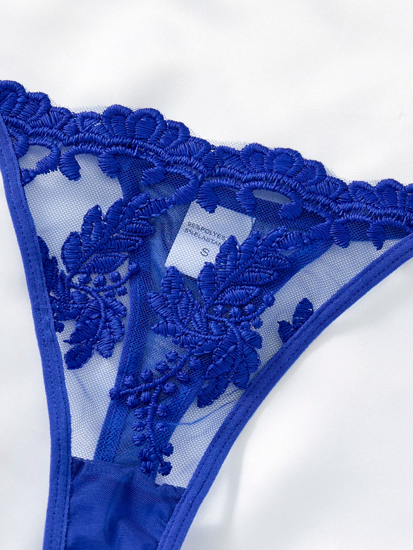 Ladies' blue countryside style wheat ear embroidery semi transparent nightgown, elegant and comfortable, bow design ZA825066