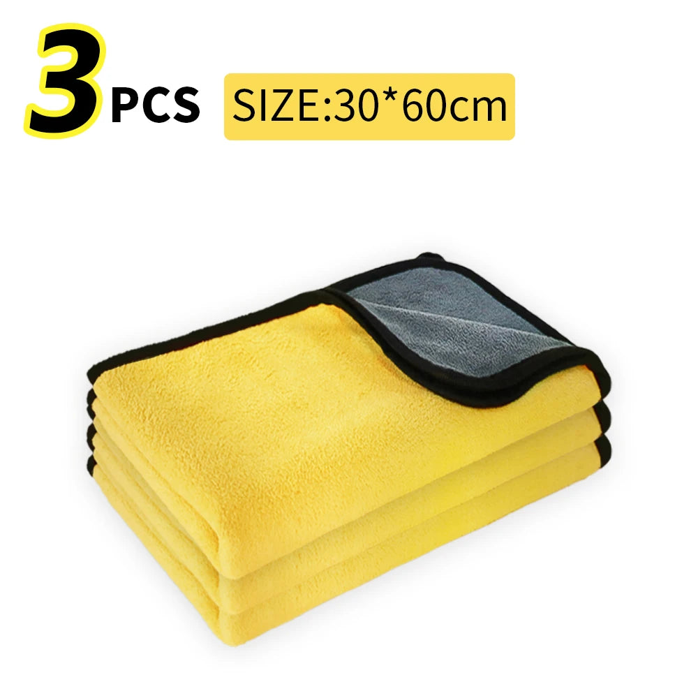 3/5/10Pcs Car Wash Microfiber Towel 30x30/60CM Car Cleaning Drying Cloth Hemming Car Care Cloth Detailing Car Wash Towel