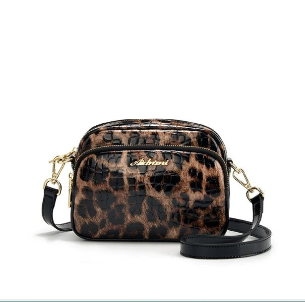 Leopard-print Trendy And Versatile Crossbody Shoulder Casual Lightweight Mobile Phone Bag