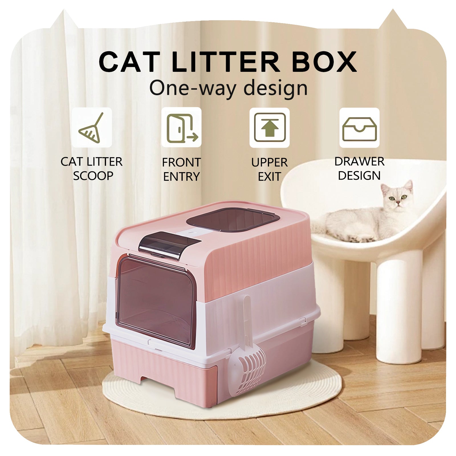 Super Large Capacity Cat Litter Box - Easy To Clean, Odorless, Leak Proof, Not Easy To Leak, Pull-out Design, Comfortable Toilet For Pets