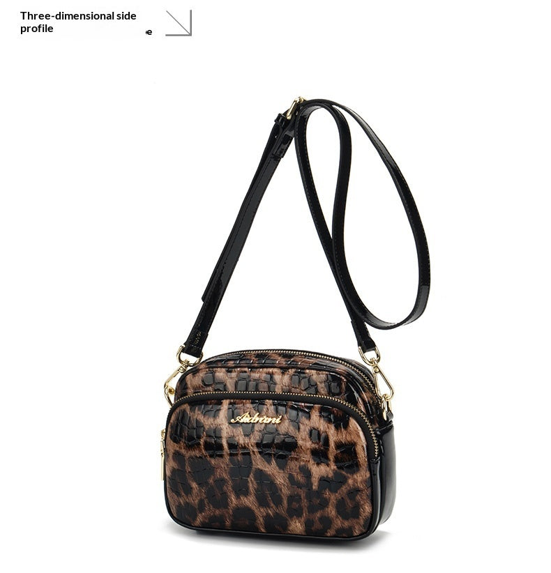 Leopard-print Trendy And Versatile Crossbody Shoulder Casual Lightweight Mobile Phone Bag