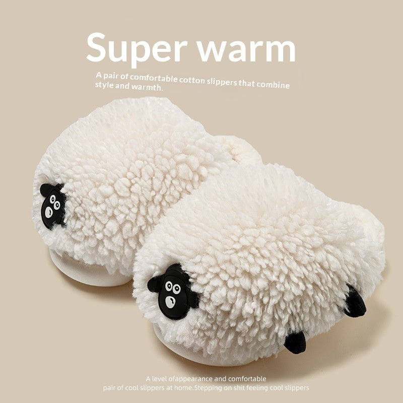 New Women's Winter Cartoon Sheepskin Cotton Slippers For Indoor Wear