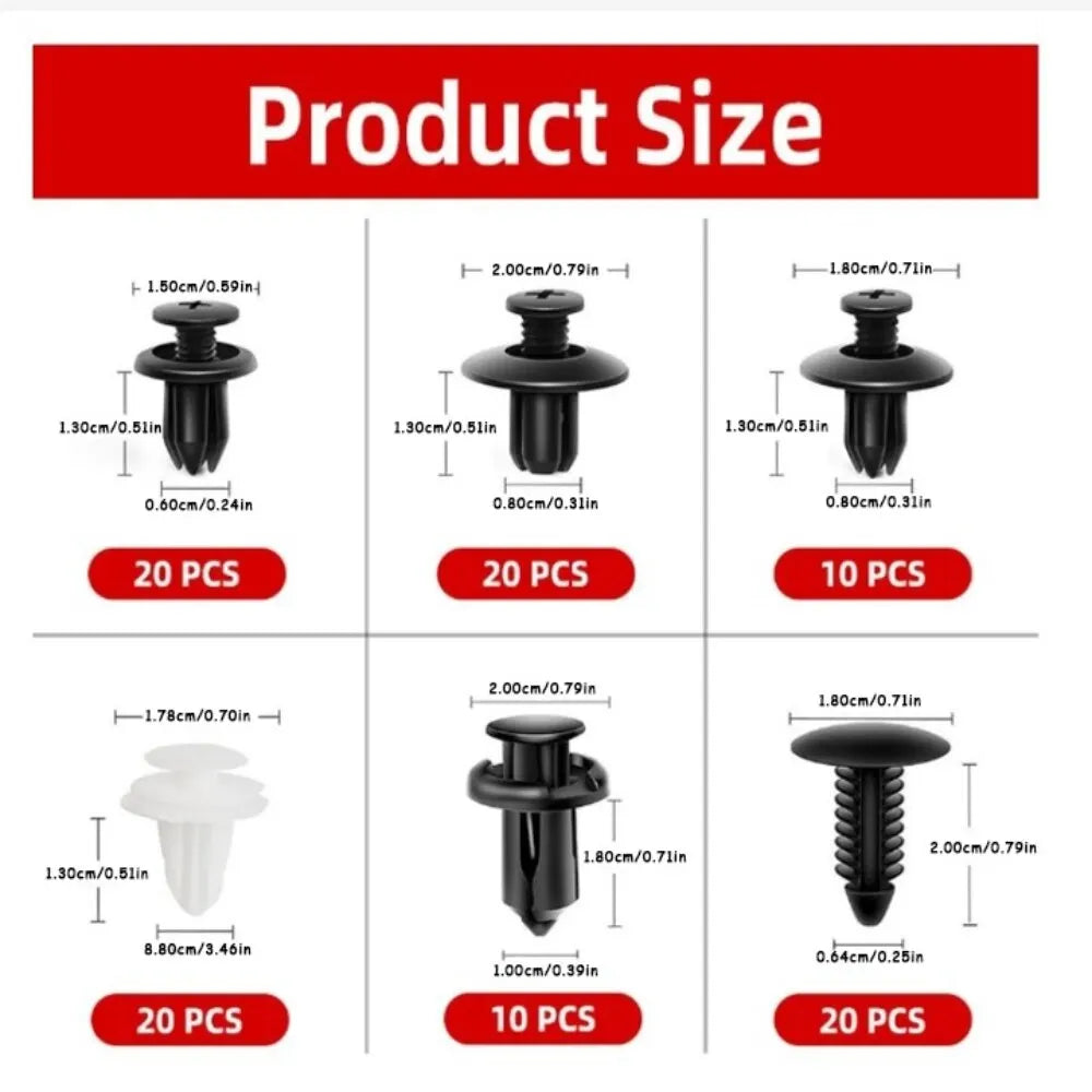 100pcs Auto Fastener Clip Kit Fender Rivet Clips Car Body Push Retainer Pin Rivet Bumper Door Trim Panel Retainer Car Clips
