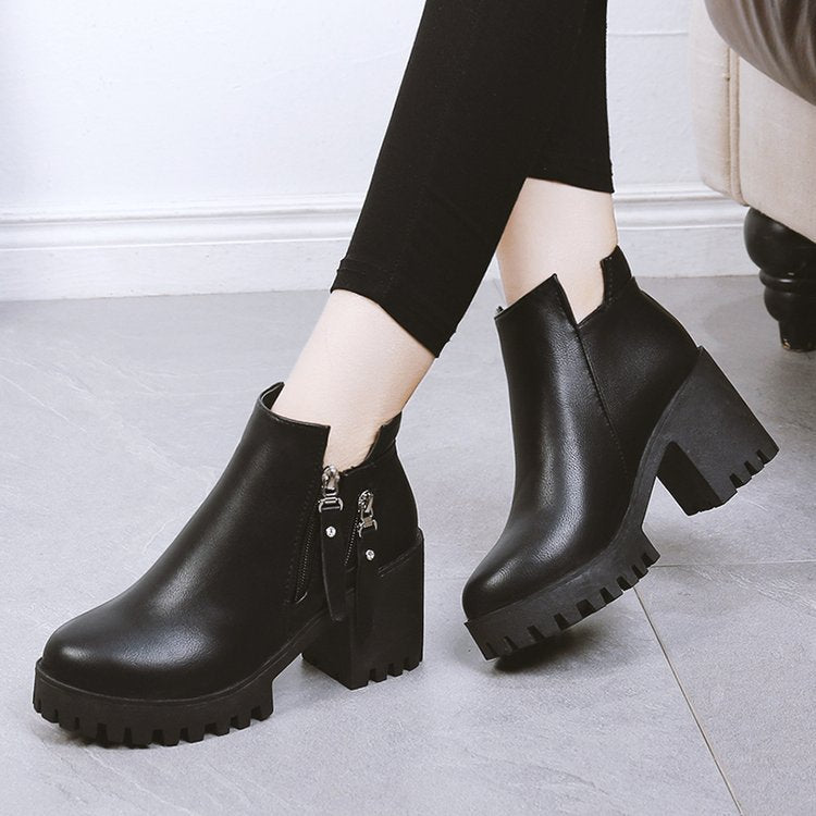 Women's Side-zip High-heeled Dr Martens Boots