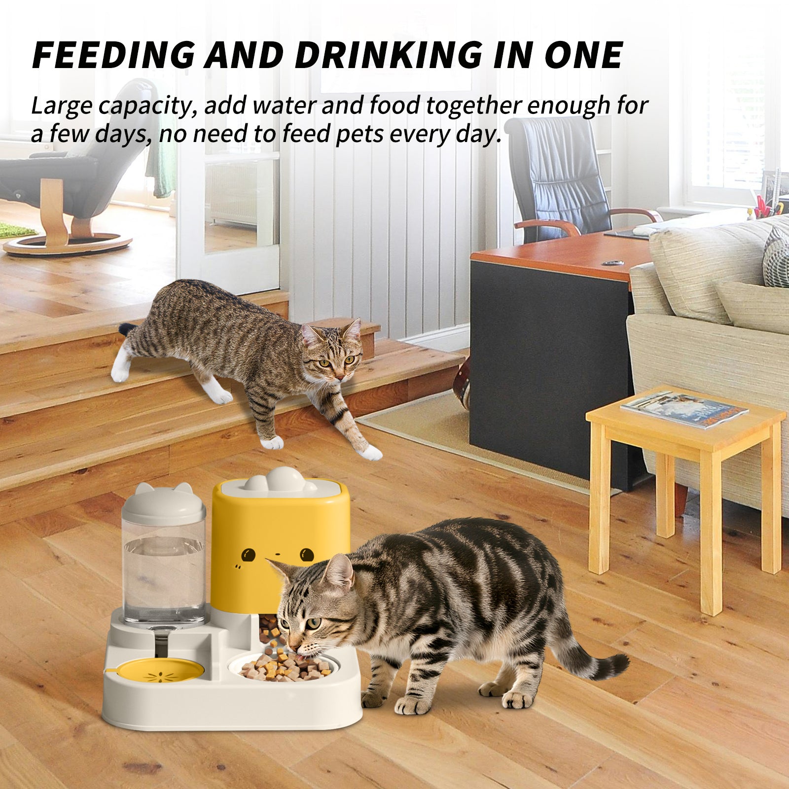 Super Cute Pink Cartoon Shaped Pet Feeding And Drinking Device, Filled With Cute Elements, Paired With Thoughtful Large Capacity Design, Easily Solves The Problem Of Pet Hunger And Thirst During Short