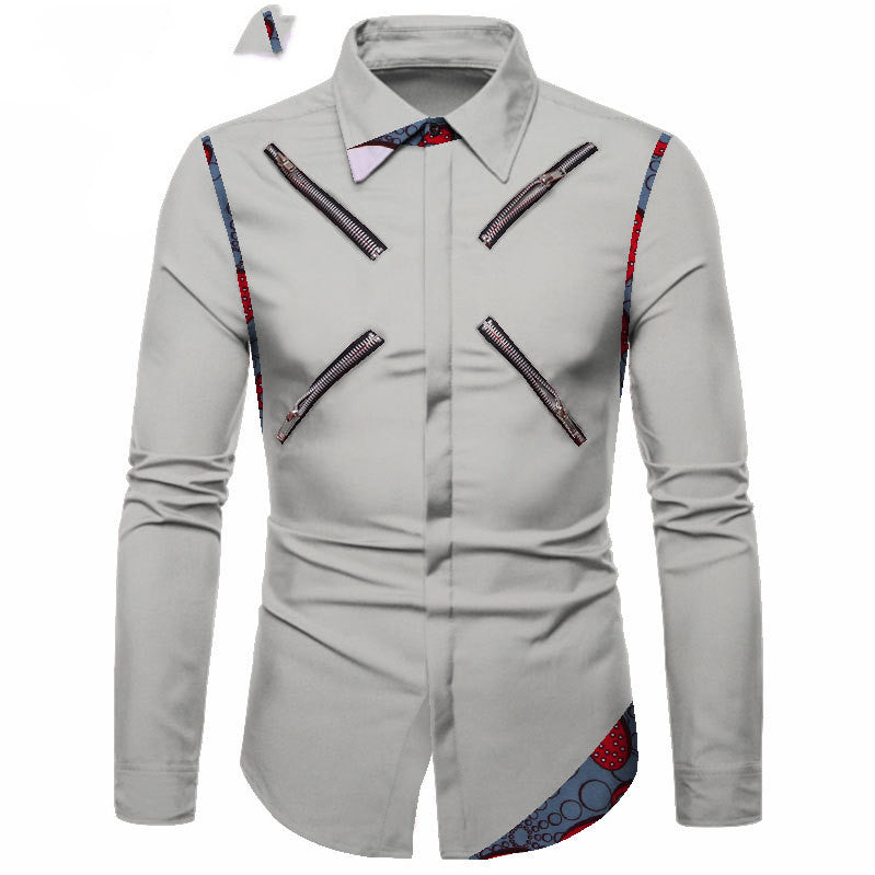 Four Seasons Polyester Cotton Youth Solid Color Lapel White Casual Shirt