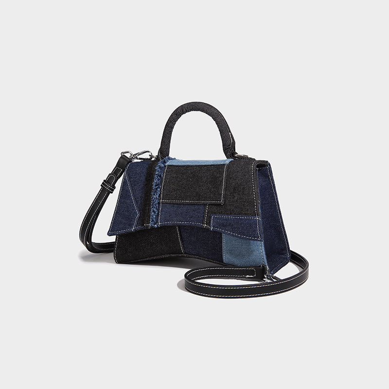Patchwork Denim Saddle Bag For Women