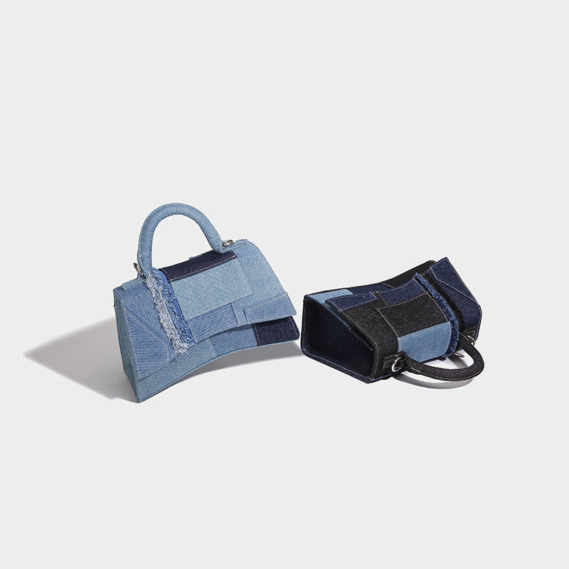 Patchwork Denim Saddle Bag For Women