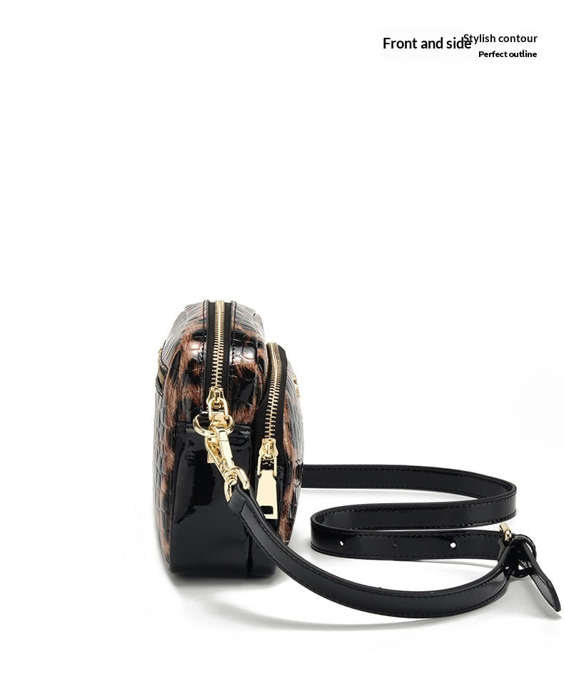 Leopard-print Trendy And Versatile Crossbody Shoulder Casual Lightweight Mobile Phone Bag
