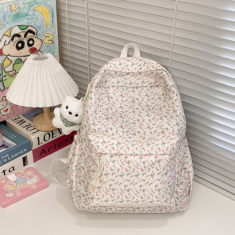 Japanese-style Floral Print Soft-girl Backpack For Girls