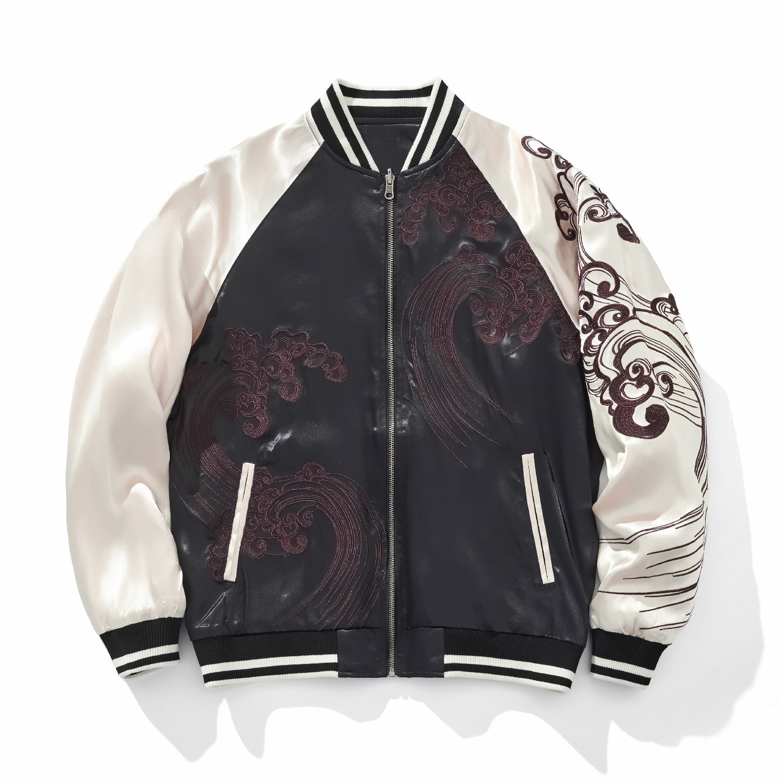 Mens Loose Fit Polyester Embroidered Chinese Style Jacket
