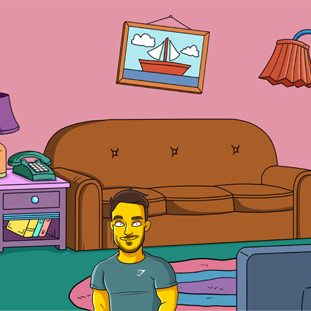 1 shoulders up couch background