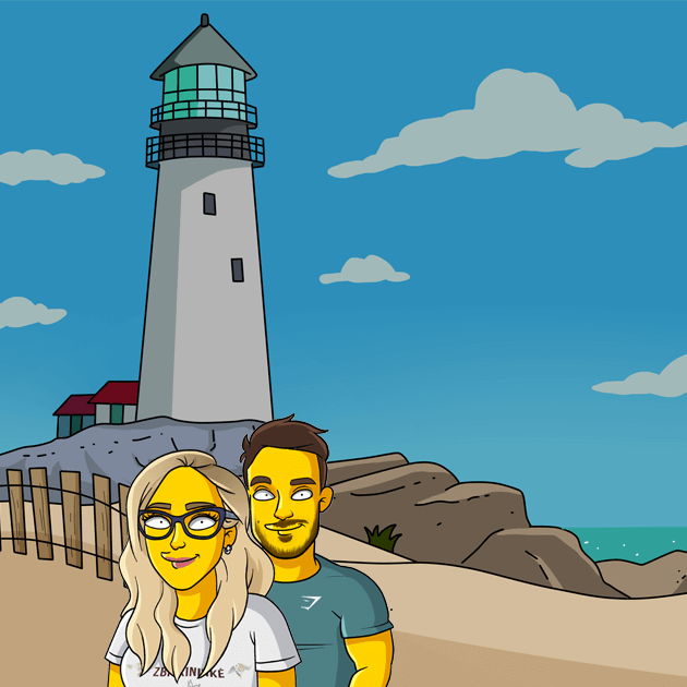 2 shoulders up beach background