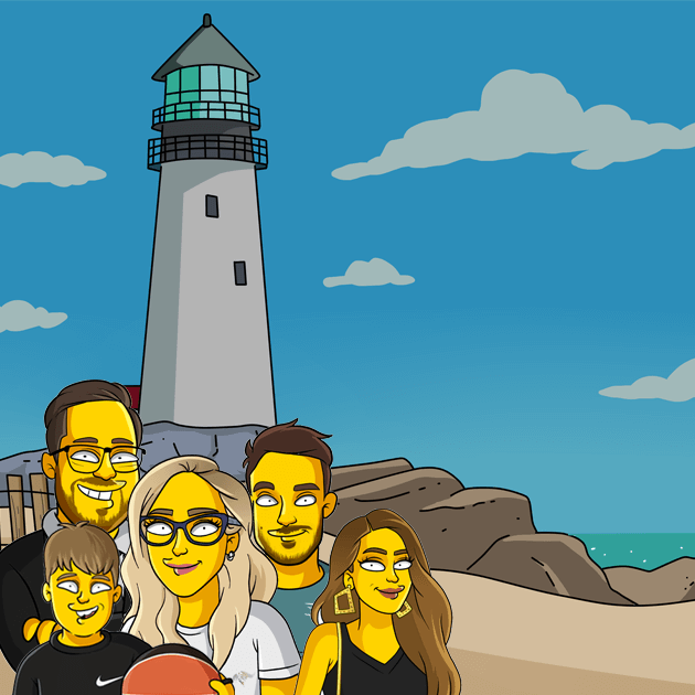 5 shoulders up beach background